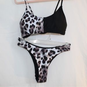 SHEIN Cheetah Print/Black Bikini